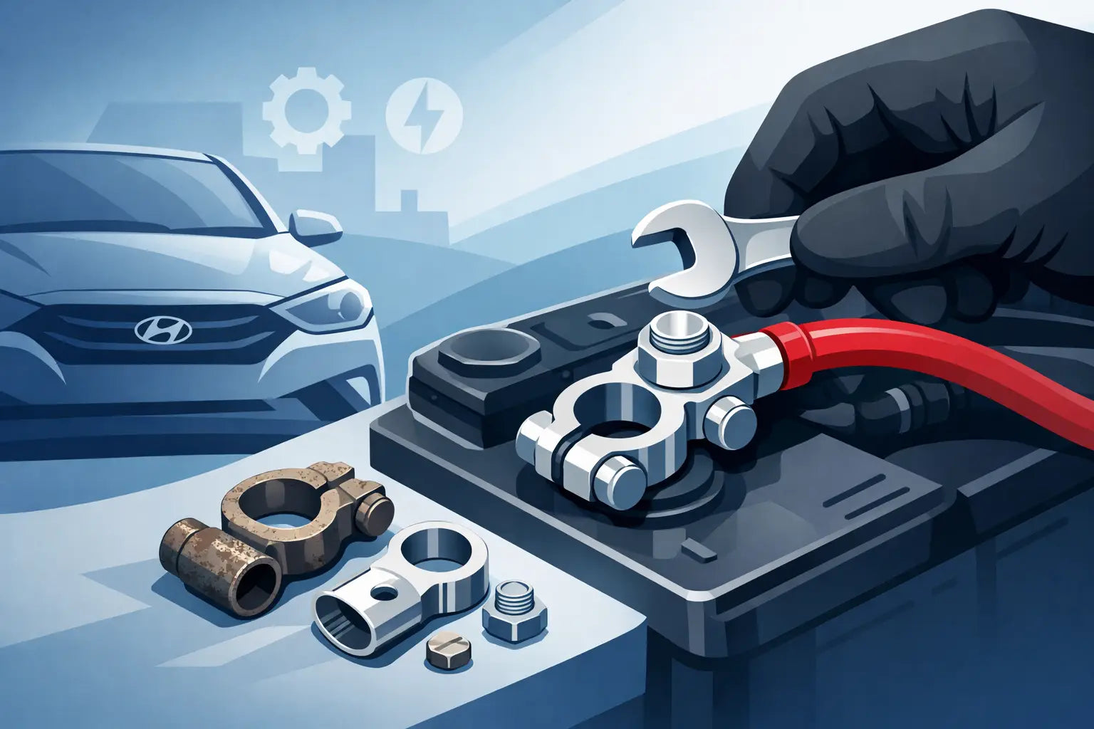 Hyundai Battery Cable Terminal End Replacement