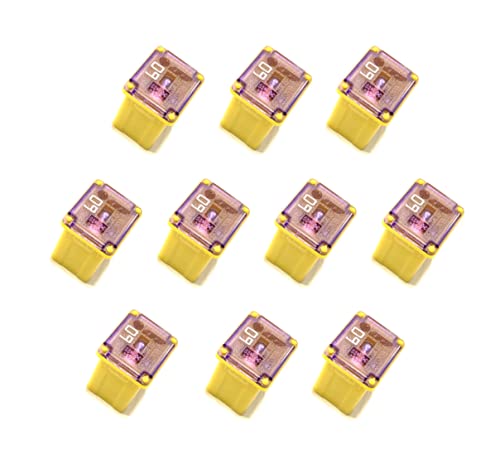 10 Pack!! 60 AMP Yellow Automotive Low Profile Mini J Case Fuse for Ford, Chevy/GM Nissan Toyota Hyundai Kia etc Pickup Trucks Cars and SUVs 1879001126 7T4Z14526F 68144447AA 38211MCAA61