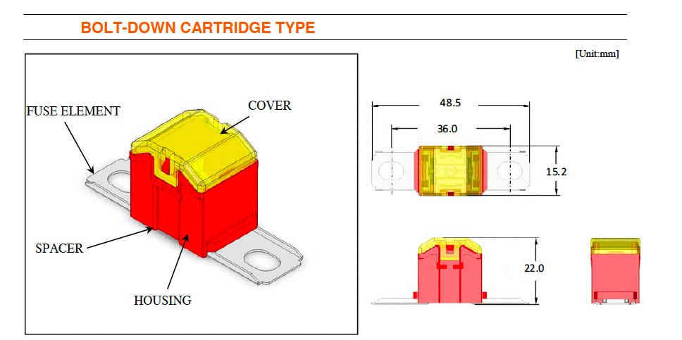 EDS New Maroon 140AMP Multi Purpose Fuse Horizontal Bolt on Cartridge Type PAL 1 Fuse
