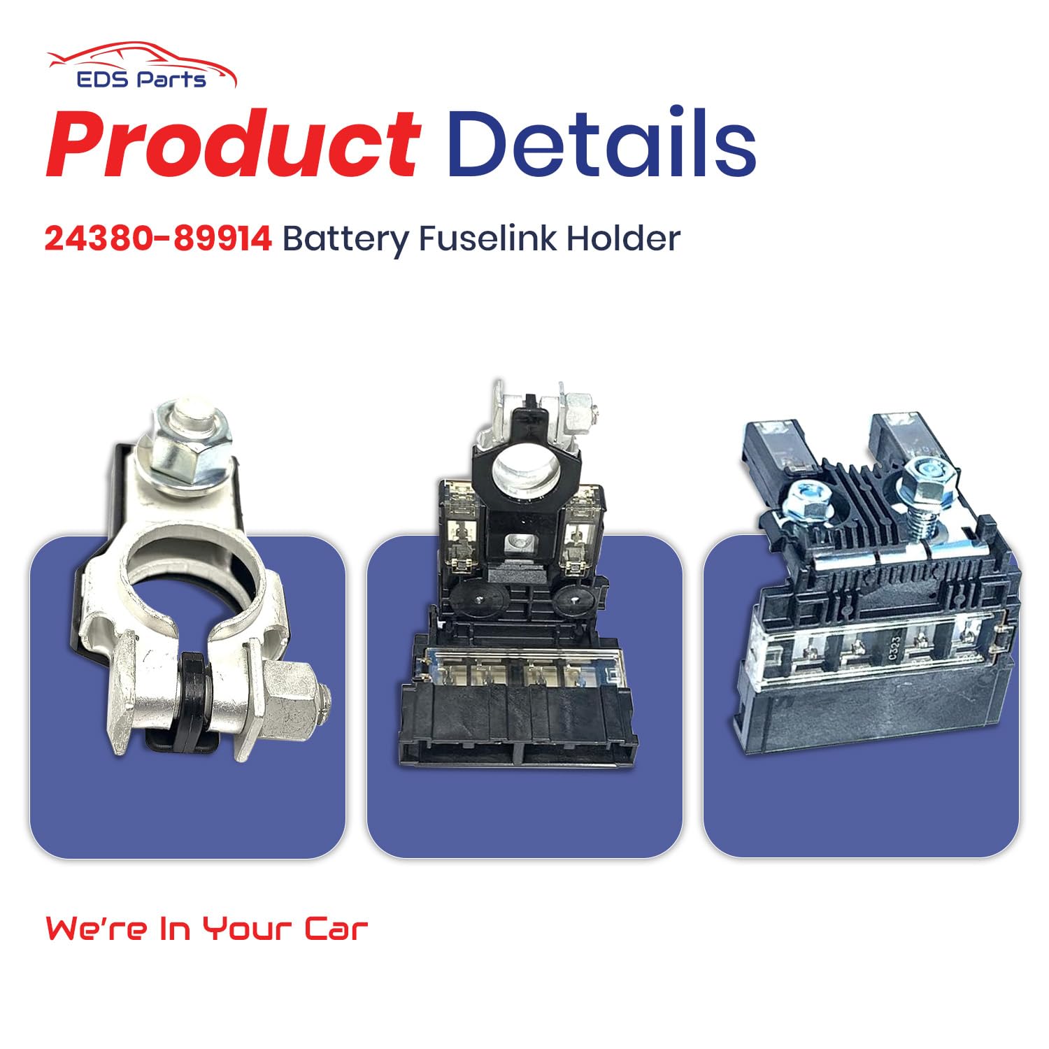 EDS 24380-89914 2438089914 Fusible Link Holder & 24340-7F000 Positive Battery Terminal – 6-Pole Battery Fuse Assembly for Nissan Armada,Frontier,Pathfinder,Xterra,QX56 & QX80 (140A/80A/60A Circuits)