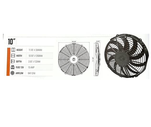 SPAL 30100435 10'' 12 Volt Puller Low-Profile Fan Curved Blades 802 cfm VA11-AP7/C-57A