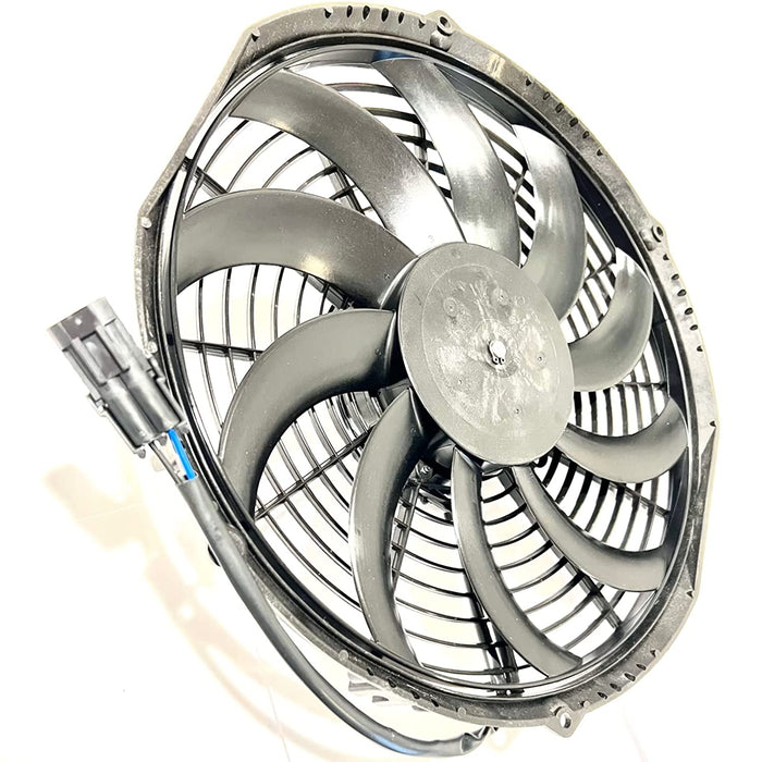 SPAL 30101529 12" 12 Volt Puller Fan - for Thermo King 78-1201 781201 IE01943G0 High Performance Curved Blade 1226 cfm w Weatherpack Sealed Connector Puller Radiator Condenser