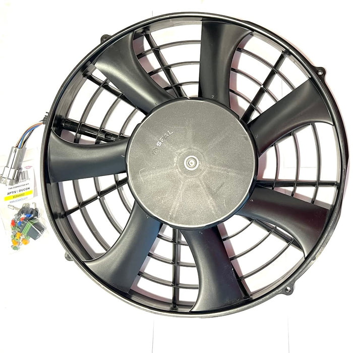 SPAL 30107016 SBL 16" 24 Volt (405mm) Brushless High Performance Fan VA97-BBL304-98A 24V Fan Speed 2053 CFM / 2550 RPM w PWM Aptiv/Ducon Female Connector Kit