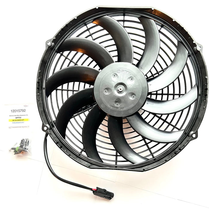 SPAL 78-1560 781560 12" 12 Volt Condenser Puller Fan 1451 CFM for APU Thermo King Tripac Evolution w Female Mate Connector Kit