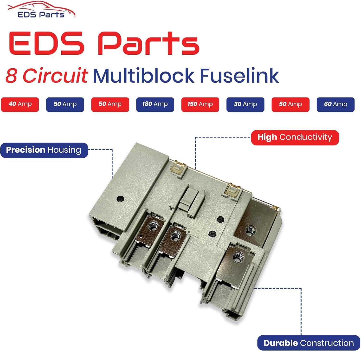EDS Fuselink 82620-0C030 826200C030 Fusible Link Block Assembly Compatible Replacement for Toyota Tundra Sequoia Landcruiser & Lexus LX570 Vehicles. 180 Amp Main alternator Fuse with 150 Amp Auxiliary Circuit 82620-0C030 Fusible Link Block Assembly