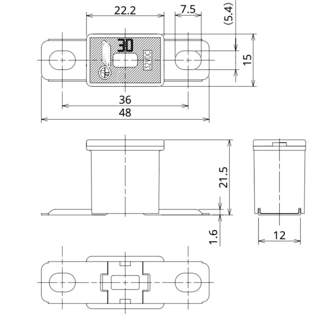EDS Multi Purpose Fuse Bolt on Cartridge PAL Series 1 32V 13/16 Bent - Different current values available