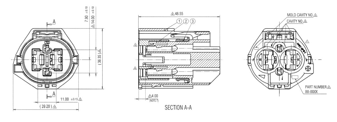 Yazaki 7283-8497-90 4 Position Hybrid Female Connector