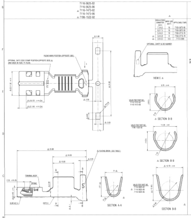 Yazaki 7116-5625-02 7116562502 Sealed Female Terminal 6 AWG