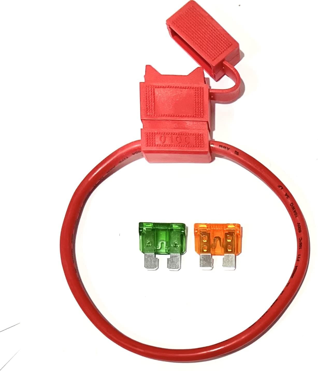EDS 10 Gauge Fuse Holder - 10 AWG Inline Fuse Holder with both 30 & 40 AMP ATC Blade Fuses 10 Gauge Fuse Holder - 10 AWG Inline Fuse Holder