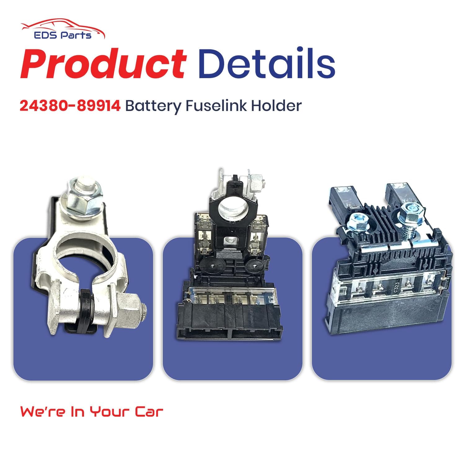 EDS Combo Pack - Terminal & Fuse EDS 24380-89914 2438089914 Fusible Link Holder & 24340-7F000 Positive Battery Terminal – 6-Pole Battery Fuse Assembly for Nissan Armada,Frontier,Pathfinder,Xterra,QX56 & QX80 (140A/80A/60A Circuits) EDS 24380-89914 Fuselink Fuse & Battery Terminal