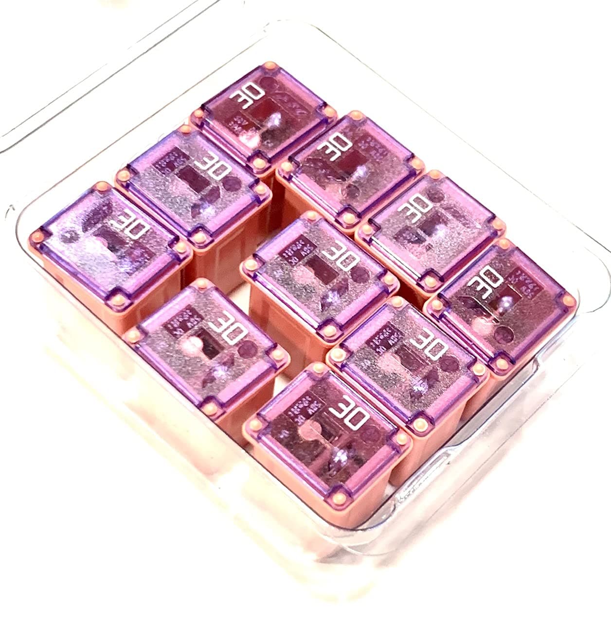 EDS Fuse 10 Pack!! 30 AMP Pink Automotive Low Profile Mini J Case Fuse for Ford, Chevy/GM Nissan Toyota Hyundai Kia Honda - Pickup Trucks, Cars & SUVs 1879001123 38211SNAA11 7T4Z14526C ‎68144443AA 30 AMP Blue Automotive Low Profile Mini J Case Fuse - 10 Pc