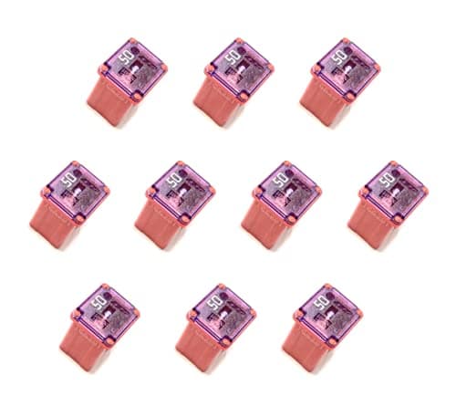 EDS Fuse 10 Pack!! 50 AMP Red Automotive Low Profile Mini J Case Fuse for Ford, Chevy/GM Nissan Toyota Hyundai Kia etc Pickup Trucks Cars and SUVs 1879001125 1879001125 7T4Z14526E 68137045AA 50 AMP Red Automotive Low Profile Mini J Case Fuse - 10 Pc