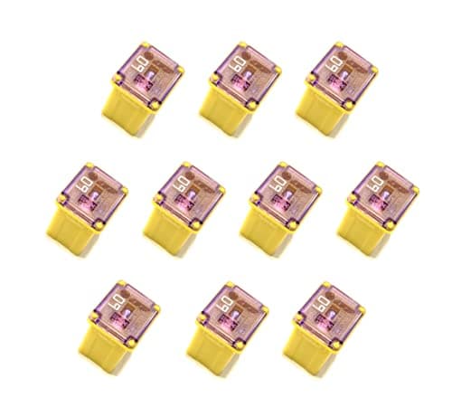 EDS Fuse 10 Pack!! 60 AMP Yellow Automotive Low Profile Mini J Case Fuse for Ford, Chevy/GM Nissan Toyota Hyundai Kia etc Pickup Trucks Cars and SUVs 1879001126 7T4Z14526F 68144447AA 38211MCAA61 60 AMP Yellow Automotive Low Profile Mini J Case Fuse 10 Pc