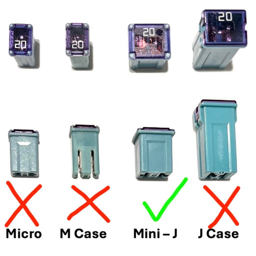 EDS Fuse 10 Pack!! Automotive Low Profile Mini J Case Fuse for Ford, Chevy/GM Nissan Toyota Hyundai Kia etc Pickup Trucks Cars and SUVs 10 Pack!! Mini J Low Profile Fuses - 20Amp thru 50Amp - 2 ea