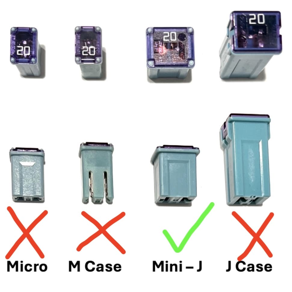 EDS Fuse 10 Pack!! Automotive Low Profile Mini J Case Fuse for Ford, Chevy/GM Nissan Toyota Hyundai Kia etc Pickup Trucks Cars and SUVs 10 Pack!! Mini J Low Profile Fuses - 20Amp thru 50Amp - 2 ea