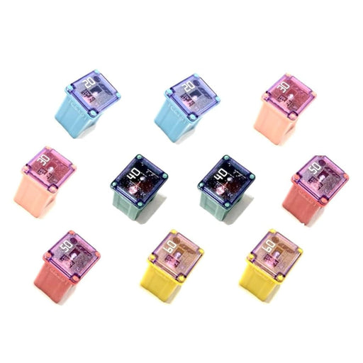 EDS Fuse 10 Pack!! Automotive Low Profile Mini J Case Fuse for Ford, Chevy/GM Nissan Toyota Hyundai Kia etc Pickup Trucks Cars and SUVs 10 Pack!! Mini J Low Profile Fuses - 20Amp thru 50Amp - 2 ea