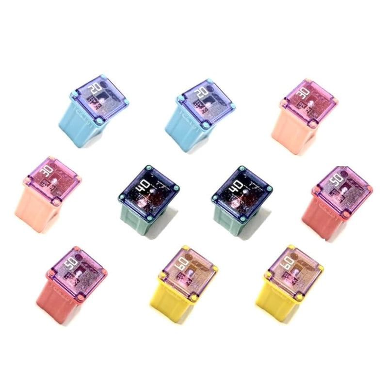 EDS Fuse 10 Pack!! Automotive Low Profile Mini J Case Fuse for Ford, Chevy/GM Nissan Toyota Hyundai Kia etc Pickup Trucks Cars and SUVs 10 Pack!! Mini J Low Profile Fuses - 20Amp thru 50Amp - 2 ea