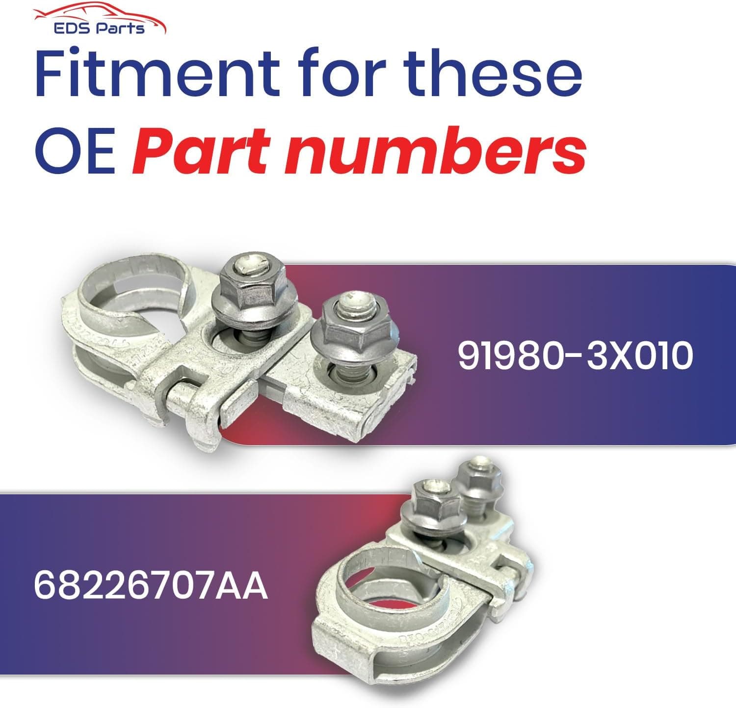 EDS Positive Terminals EDS 91980-3X010 919803X010 68226707AA Hyundai Positive Battery Terminal Connector | Replacement for Hyundai & Kia Genesis Jeep Chrysler Vehicles | Accent Sedona Soul Rio Wrangler Optima Elantra similar models 91980-3X010 919803X010 68226707AA Hyundai Battery Terminal & Kia 