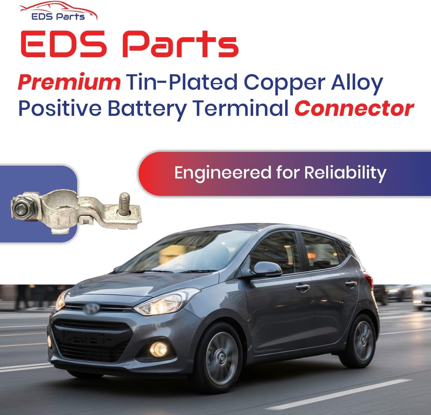 EDS Positive Terminals EDS 91982-2M000 91982-2M010 91981-2M000 Positive Battery Terminal – Exact OE Replacement Battery Post Clamp for Hyundai, Kia & Genesis Vehicles – Tin-Plated Copper Alloy Terminal with M6 Nut Hyundai | Kia 91982-2M000 Positive Battery Terminal Connector