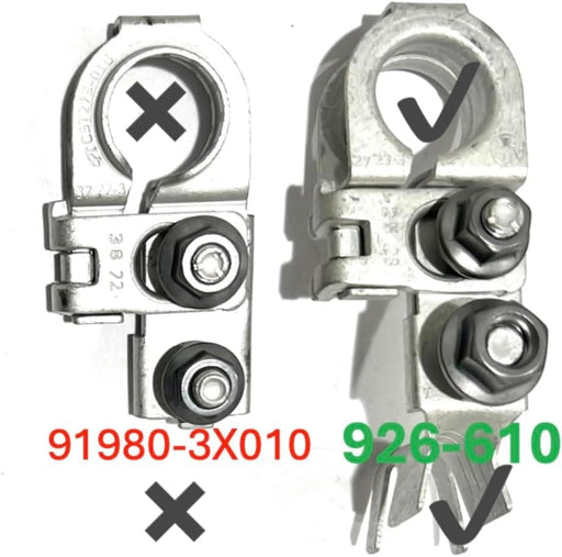 EDS Positive Terminals EDS 926-610 926-610 compatible replacement Positive Battery Terminal for Chrysler Mopar Jeep Wranger Laredo GM Hyundai Kia etc vehicles. This is a CRIMP terminal connection with auxilliary post EDS 926-610 Positive Battery Terminal for Chrysler Mopar Jeep Wranger