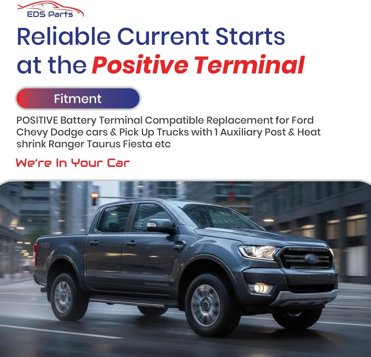 EDS Positive Terminals EDS New 926-601 926601 Positive Battery Terminal Replacement Kit with Auxiliary Post & Heat Shrink, Direct Replacement for Ford Chevy Dodge Cars & Pick-Up Trucks (Ranger, Fiesta, Focus, Taurus) EDS 926-601 Positive Battery Terminal for Ford Chevy Dodge etc