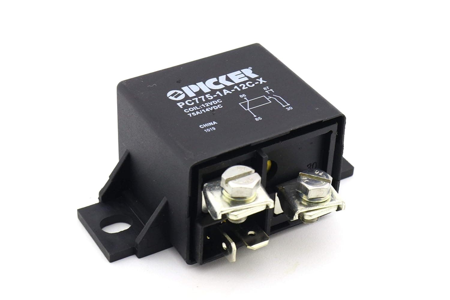 PICKER Relay Picker PC775-1A-12C-X | 75 Amp 12 VDC Automotive High Current Power Relay, SPST-NO 12VDC Coil with Bifurcated Contacts | Cross TE V23232-D0001-X001 & Bosch 332002168 Picker PC775-1A-12C-X | 75 Amp 12 VDC Automotive Power Relay