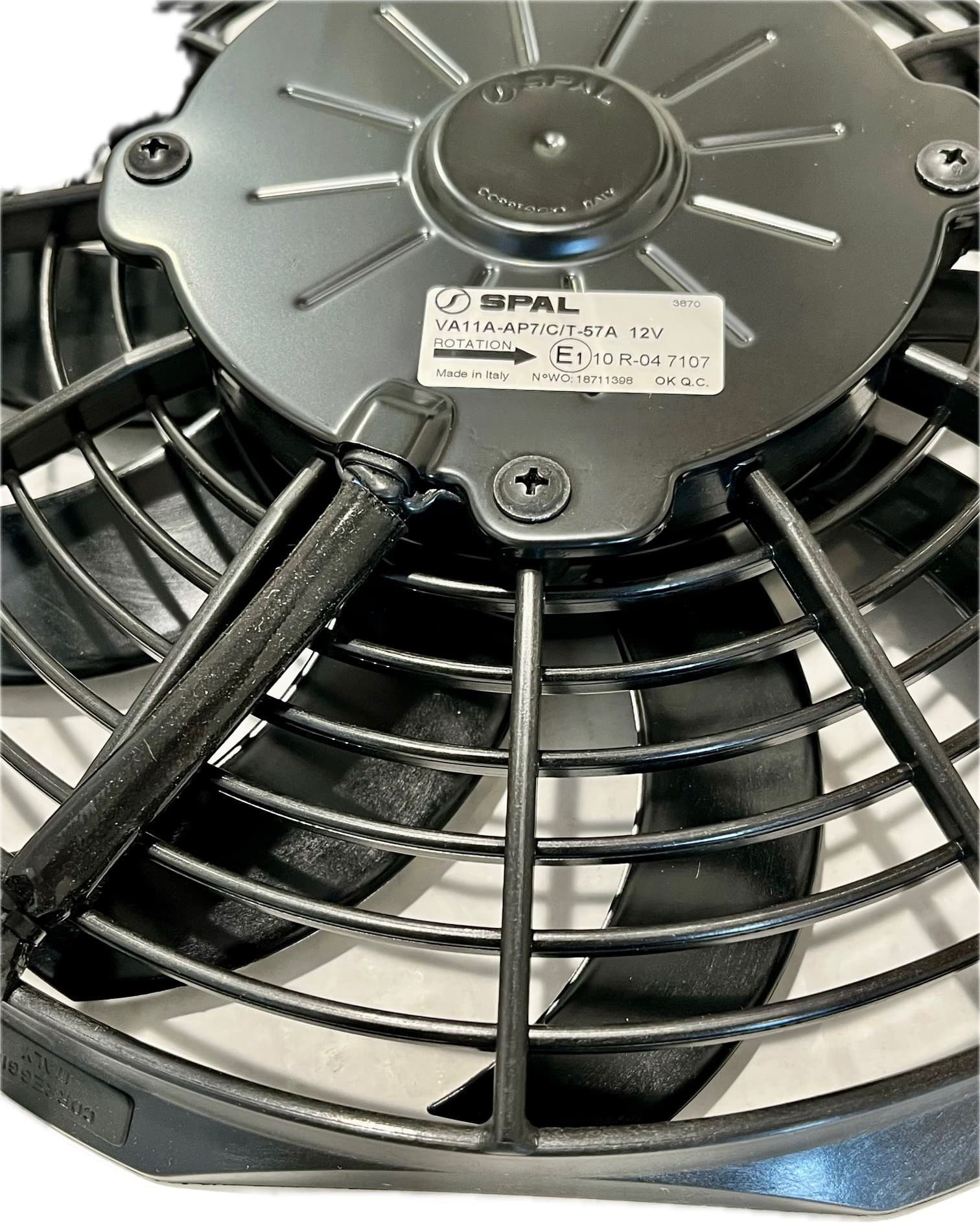 SPAL 10" SPAL Fan - **USED** 30100628B Trans/Air 2160116 10'' 12 Volt Puller Fan High Performance Curved Blades 802 cfm with 8 mounting Brackets VA11A-AP7/C/T-57A (Copy) SPAL Fan - 30100628B Trans/Air 2160116 10'' 12 V Puller Fan