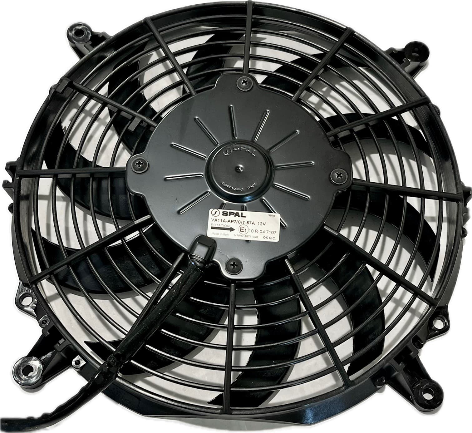 SPAL 10" SPAL Fan - **USED** 30100628B Trans/Air 2160116 10'' 12 Volt Puller Fan High Performance Curved Blades 802 cfm with 8 mounting Brackets VA11A-AP7/C/T-57A (Copy) SPAL Fan - 30100628B Trans/Air 2160116 10'' 12 V Puller Fan