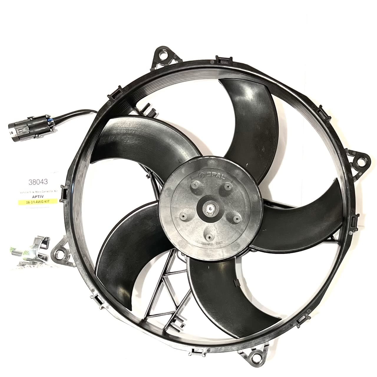 SPAL 11" SPAL Fan - 30101550M 11" 12 Volt Puller Radiator Condenser Fan High Performance Curved Blade 1233 cfm VA26-AP50/CWP-44A with Female Vehicle Side Connector Kit/Sealed Version of 30101512 SPAL Fan - 30101550M 11" 12 Volt Puller Condenser Fan 