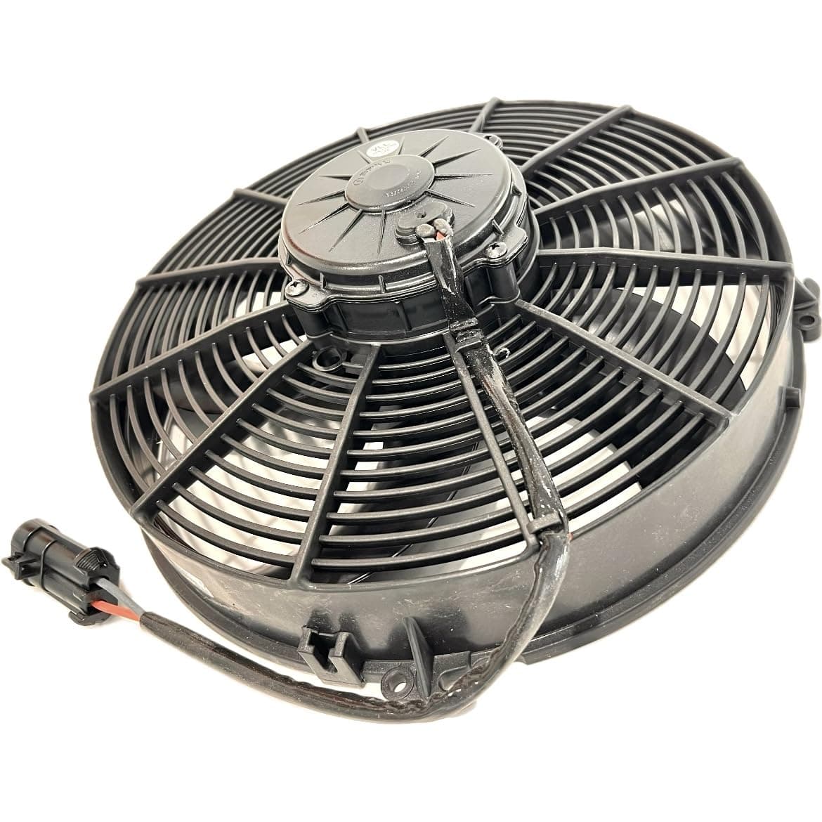SPAL 12" pusher SPAL Fan - 30103203 12" Pusher Curved Blades 12 Volt High-Performance 1599 cfm VA34-AP90/VLL-79S 12V IP68 Waterproof Brushed Fan for Cooling Radiators, Oil Coolers, and Compact Applications etc. SPAL Fan - 30103203