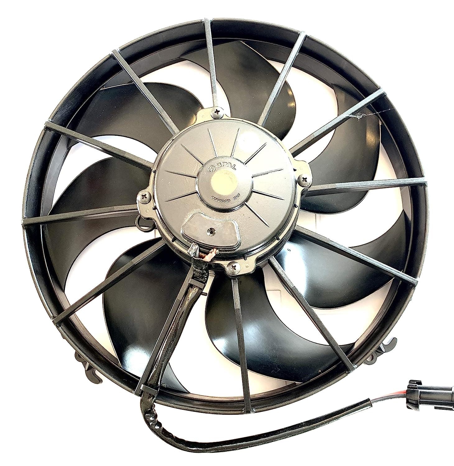 SPAL 12" SPAL Fan - 30103202 12" 12 Volt Puller Fan Sealed High Output Curved Blade 1870 cfm VA01-AP90/VLL-66A SPAL Fan - 30103202 12" 12 Volt Puller Fan 1870 cfm