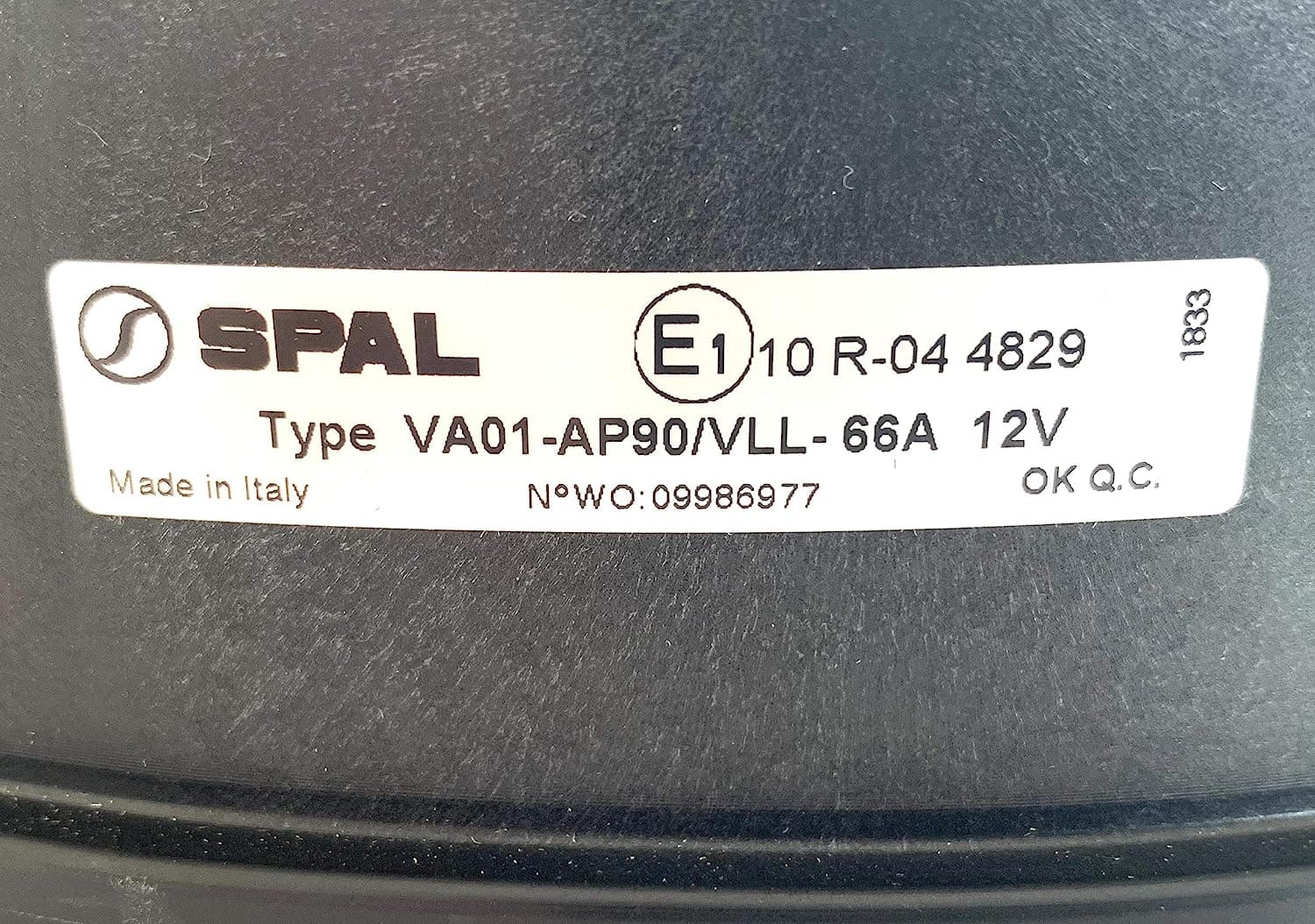 SPAL 12" SPAL Fan - 30103202 12" 12 Volt Puller Fan Sealed High Output Curved Blade 1870 cfm VA01-AP90/VLL-66A SPAL Fan - 30103202 12" 12 Volt Puller Fan 1870 cfm