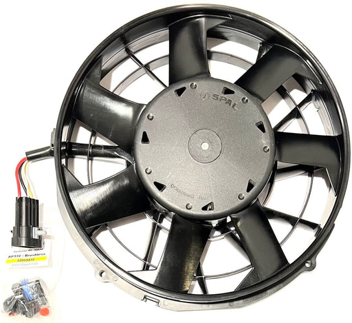 SPAL 12" SPAL Fan - 30107015 12" SBL 24 Volt (305mm) Brushless High Performance Fan VA89-BBL309-94A 24V Fan Speed 1802 CFM / 4110 RPM PWM Aptiv/Female Connector Kit SPAL Fan - 30107015 12" SBL 24 Volt (