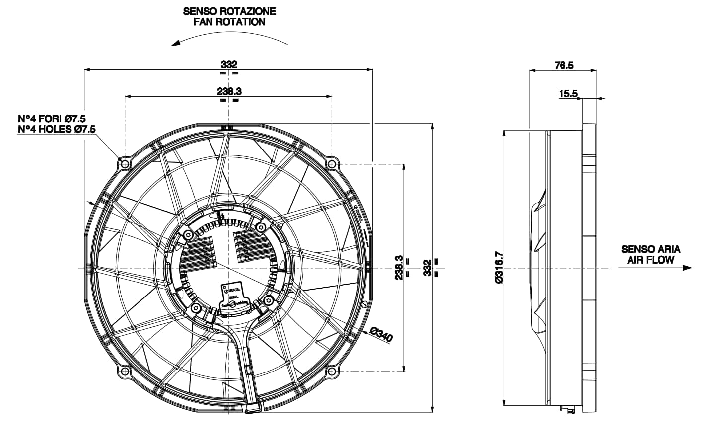 SPAL 12" SPAL Fan - 30107015 12" SBL 24 Volt (305mm) Brushless High Performance Fan VA89-BBL309-94A 24V Fan Speed 1802 CFM / 4110 RPM PWM Aptiv/Female Connector Kit SPAL Fan - 30107015 12" SBL 24 Volt (