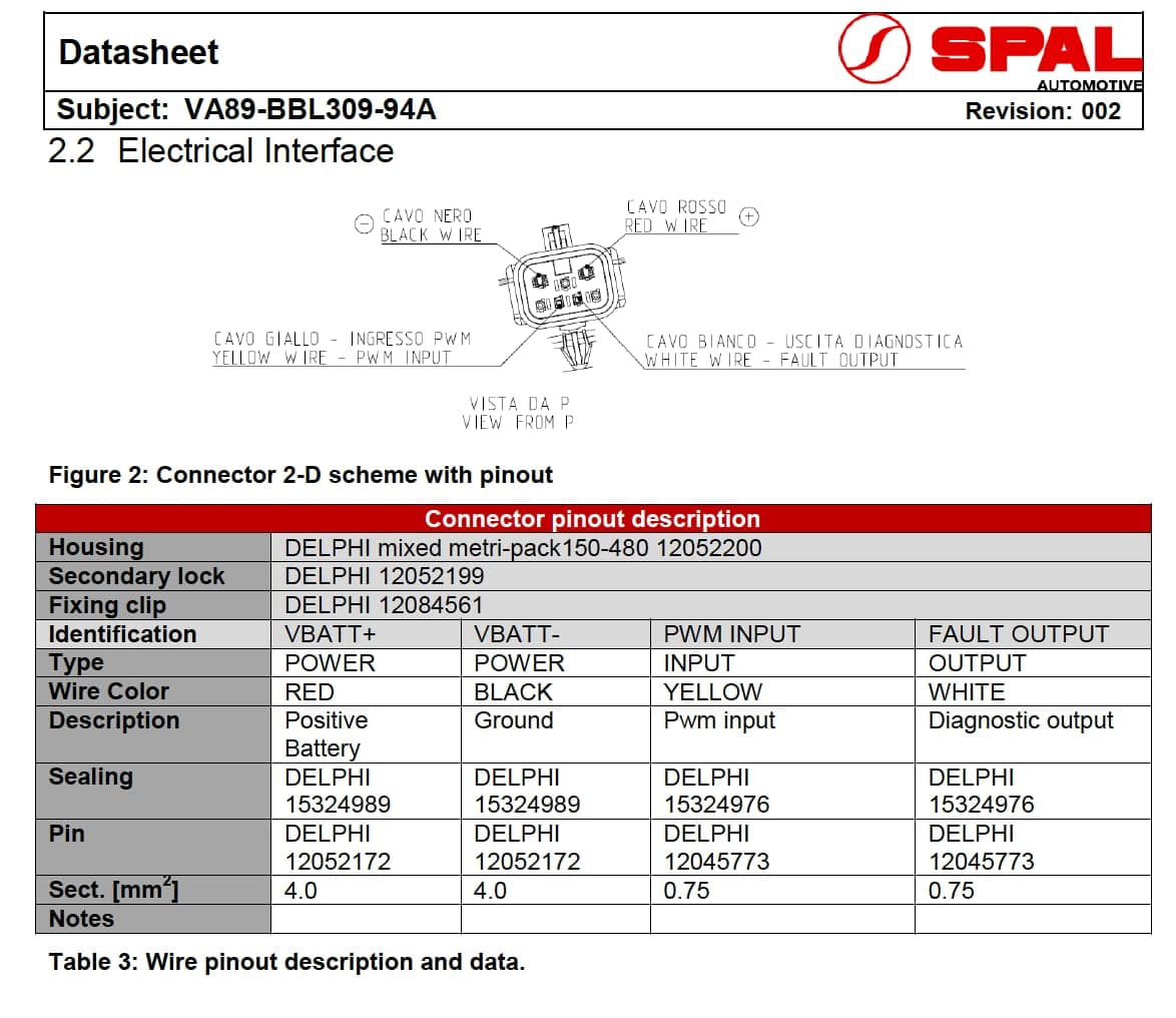 SPAL 12" SPAL Fan - 30107015 12" SBL 24 Volt (305mm) Brushless High Performance Fan VA89-BBL309-94A 24V Fan Speed 1802 CFM / 4110 RPM PWM Aptiv/Female Connector Kit SPAL Fan - 30107015 12" SBL 24 Volt (