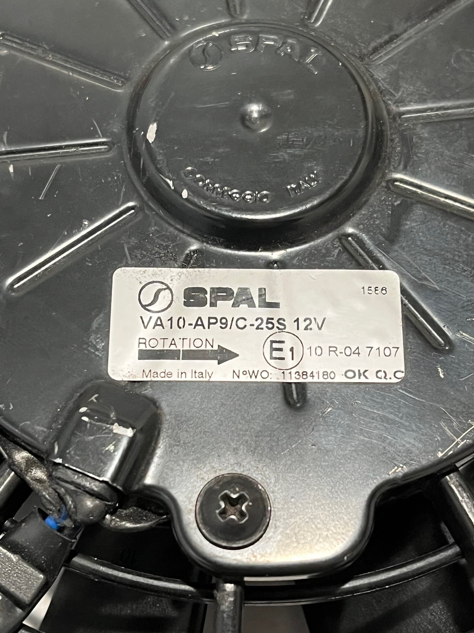 SPAL 12" SPAL ***USED*** Electric Cooling Fan, Low Profile, 12 in Fan, Pusher, 856 CFM, 12V, Straight Blade, 13.188 x 12.625 in, 2 in Thick, Plastic, Each SPAL Fan 30100384***USED*** Electric Cooling Fan