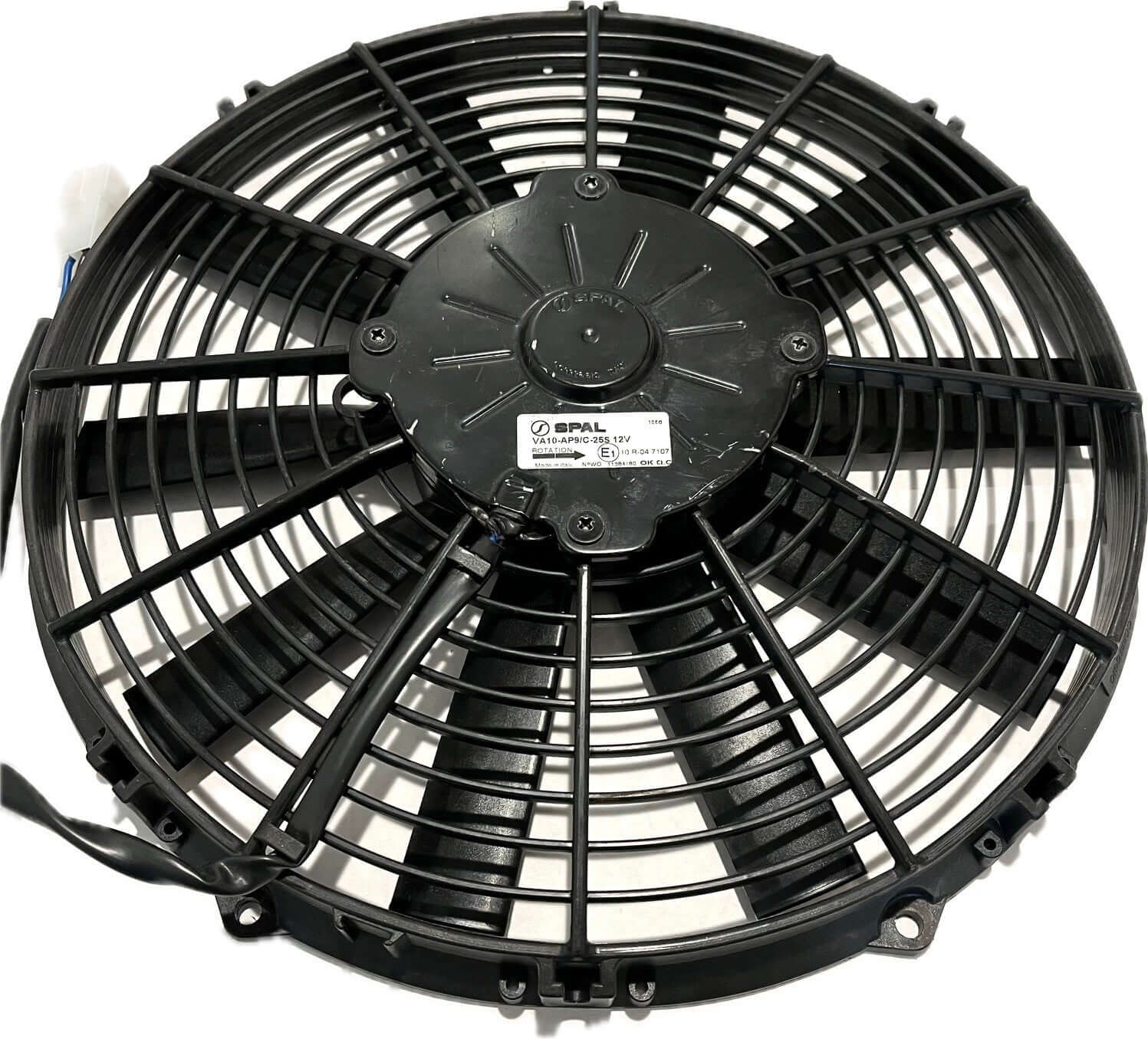 SPAL 12" SPAL ***USED*** Electric Cooling Fan, Low Profile, 12 in Fan, Pusher, 856 CFM, 12V, Straight Blade, 13.188 x 12.625 in, 2 in Thick, Plastic, Each SPAL Fan 30100384***USED*** Electric Cooling Fan