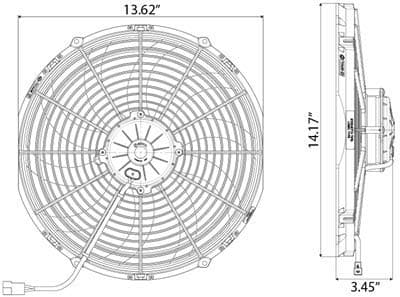 SPAL 13" SPAL Fan - 30102044 13" 12 Volt Puller Fan High Performance Curved Blade 1777 cfm SPAL Fan - 30102044 13" 12 Volt Puller Fan 1777 cfm