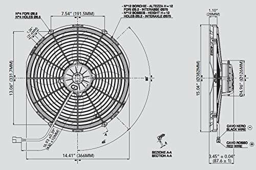 SPAL 14" SPAL Fan - 30102056 14" 12 Volt Pusher Fan High Performance ; Curved Blade SPAL Fan - 30102056 14" 12 Volt Pusher Fan