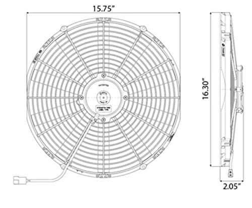 SPAL 16" SPAL Fan - 30100400 16" 12 Volt Puller Fan Low Profile Straight Blade 1074 cfm VA18-AP10/C-41A SPAL Fan - 30100400 16" 12 Volt Puller Fan1074 cfm 