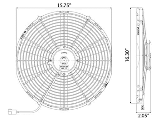 SPAL 16" SPAL Fan - 30100401 16" 12 Volt Pusher Fan Low Profile Straight Blade 1103 cfm VA18-AP10/C-41S SPAL Fan - 30100401 16" 12 Volt Pusher Fan 1103 cfm