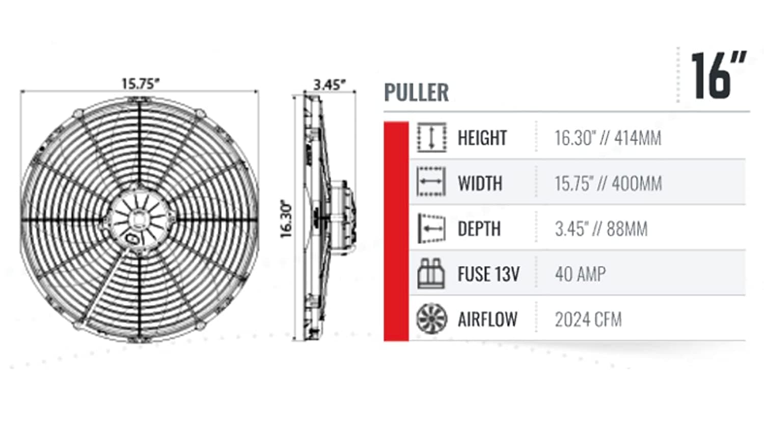 SPAL 16" SPAL Fan - 30102050 16" 12 Volt Puller Fan Puller Curved Blades 2024 CFM Sealed Cooling for Thermo King Tripac APU Evolution Carrier Condenser 78-2050 30102049 with Mating Connector Kit SPAL Fan - 30102050 16" 12 Volt Puller Fan 2024 CFM