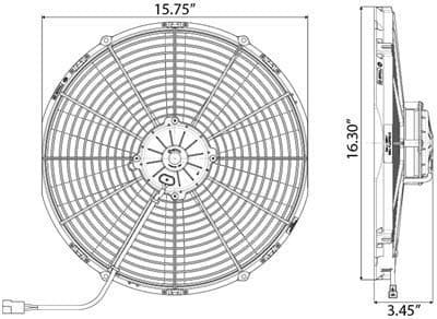 SPAL 16" SPAL Fan - 30102120 16" 12 Volt Puller Fan High Performance Straight Blade 1918 cfm VA18-AP70/LL-86A SPAL Fan - 30102120 16" 12 Volt Puller Fan 1918 cfm