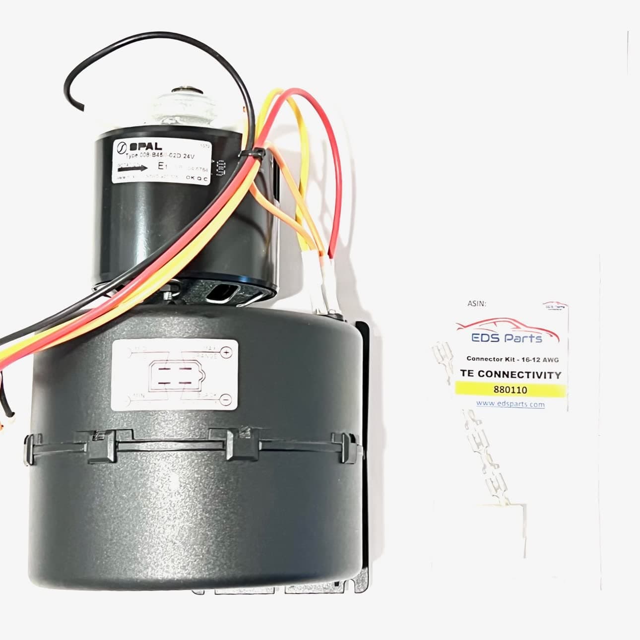 SPAL Blower SPAL Fan - 30003132 24 Volt Single Wheel Blower 236 CFM Catalog p/n 008-B45/I-02D 24V with Female Mate Connector Kit SPAL Fan - 30003132 24 Volt Single Wheel Blower 236 CFM 