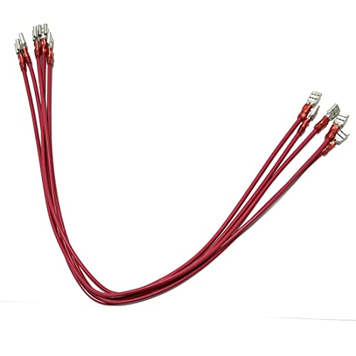 5 Pack!! EDS 16" Jumper Wire Harness CD-62168-RA with TE 640903-2 Faston 250 Insulated Quick Disconnect Spade Clip 18 AWG Hook up Wire